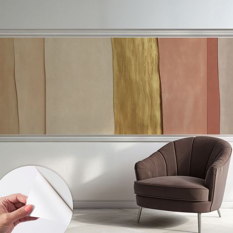 Papier peint adhésif autocollant pour salon chambre à coucher tendance et originale Bandes ondulées 250x104 cm (1/5)
