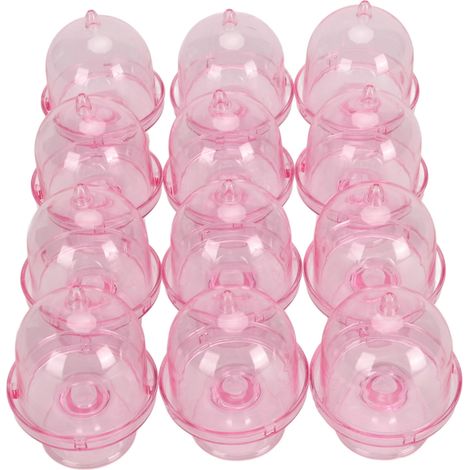12 Mini-Kuchenplatten mit Deckel, Mini-Kuchenständer aus Kunststoff mit Kuppelabdeckung, durchsichtiger kleiner Kuchenpräsentationsständer, transparente Bonbonbox für Hochzeitsfeiern, rosafarben (1/5)