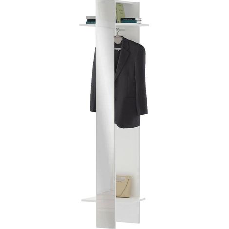 Dmora - Eingangsmöbel Violantino, Multifunktionsschrank, Wandgarderobe mit Spiegel, 50x35h190 cm, Weiß, mit verstärkter Verpackung