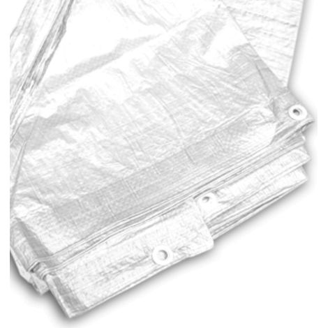 1 Bâche De Protection 2x2m Tissu Blanc 90g/m² Œillets Aluminium Polyéthylène Jardin Camping