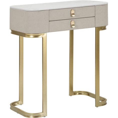 Console Beauty 2 cassetti in legno crema con gambe dorate (1/5)