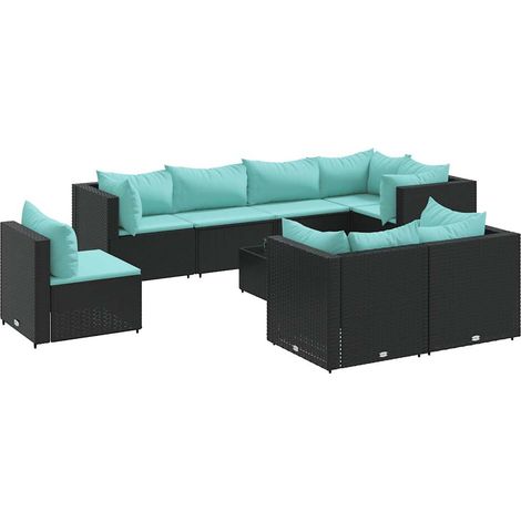 Set Salotto da Giardino con Cuscini 9pz Nero in Polyrattan vidaXL (1/5)