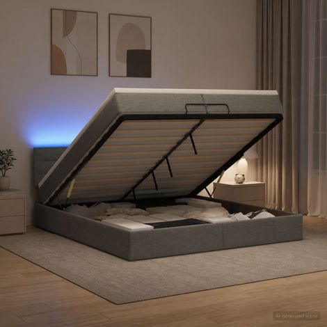 Cama tipo otomana con colchón y LED Gris oscuro 200 x 200 cm (1/5)