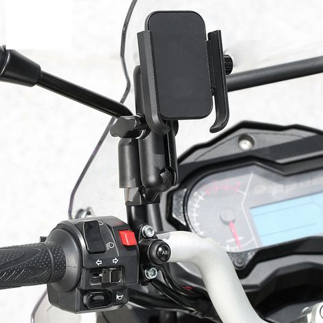 Support téléphone vélo en aluminium rotatif, porte-mobile étanche pour moto, VTT et vélo électrique, noir, sans charge, fixation robuste de guidon. (1/5)