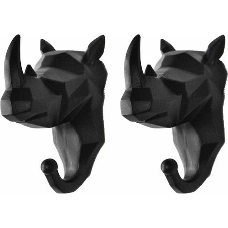 Stück Kleiderhaken, Tierhaken, Kleiderhaken, Schlüsselhalter, Wandbehang (schwarzes Nashorn). (1/5)