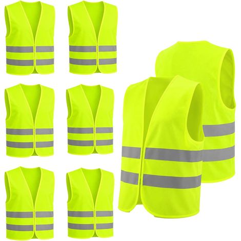 Lot De 8 Gilet Reflechissant, Gilet Jaune Voiture, Gilet Fluo, Gilet Réfléchissant De Voiture, Équipé De Bandes Réfléchissantes pour Conducteurs Travailleurs Unisexe (1/5)