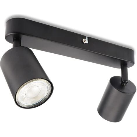 Plafonnier LED à 2 flammes, pivotant et orientable Spot mural, GU10 (sans ampoules) Plafonnier rétro/vintage 230V noir pour salon chambre cuisine (1/5)