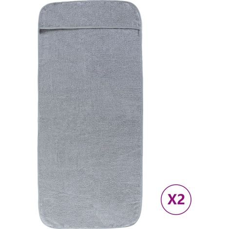 Serviettes de plage 2 pcs gris 75x200 cm tissu 400 GSM (1/5)