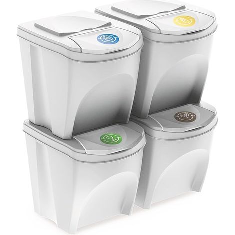 Prosperplast Set 4 x 25 l cestino riciclaggio SORTIBOX - ashen (1/4)