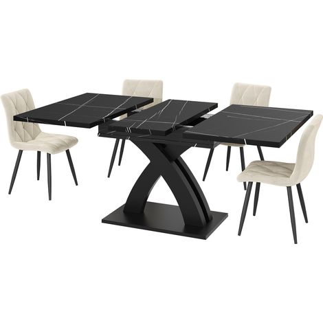 Mesa de comedor extensible de MDF y metal negra 160 x 80 x 76 cm (1/5)