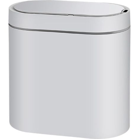 Poubelle de salle de bains à détection automatique, poubelle électrique à commande tactile (blanche - 7 L - à piles)