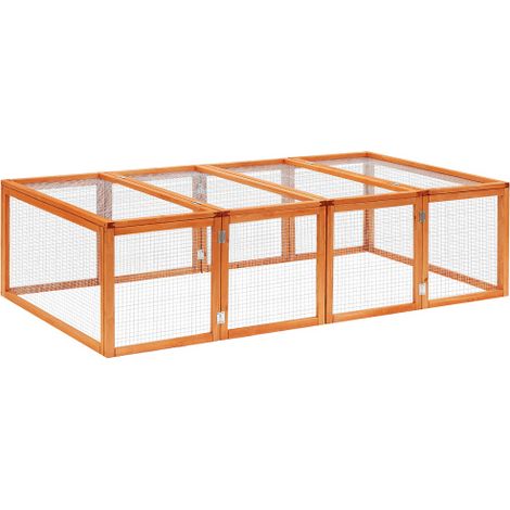 Gabbia/casetta per conigli da esterno, recinto per piccoli animali, realizzata in legno di cedro con finitura naturale, dimensioni 181x100x48 cm, ideale per giardini e spazi esterni. (1/5)