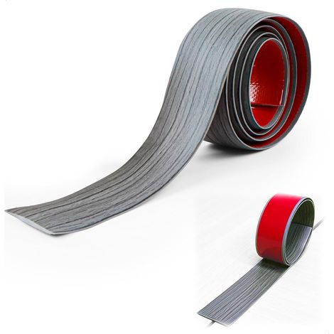 Barre De Seuil, Seuil De Porte, Plinthe Souple Autoadhésive, Rattrapage De Niveau, Barre De Transition PVC 1m x 4cm Foncé Bois Pour Sol Porte Fente (1/5)