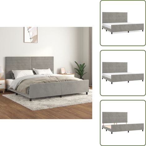 Bettgestell ohne Matratze Hellgrau 200x200 cm Samt - Samtbettwäsche - Bettsofa - Boxspringbett - Hochbett - Doppelbett