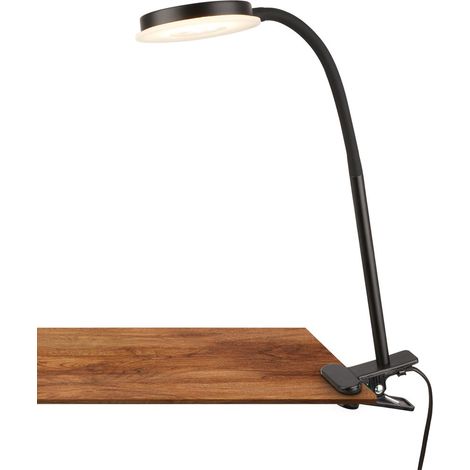 Briloner Plegg Lampada a pinza LED, orientabile, fissabile con morsetto, interruttore a cavo, luce bianca calda, nera, 26 x 10,5 x 37 cm