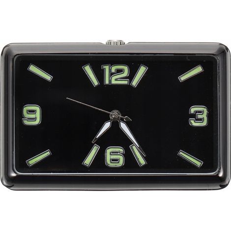 Horloge de voiture analogique noire, boîtier en métal, cadran en verre. (1/3)