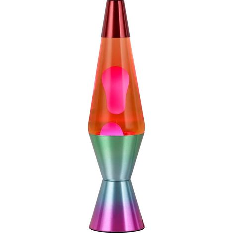 Lampe à lave 37 cm rouge/rose avec base en métal, ampoule et câble - Éclairage d'ambiance et décoration pour chambre d'enfant ou d'adolescent - Lampe relaxante de style rétro pour la (1/5)