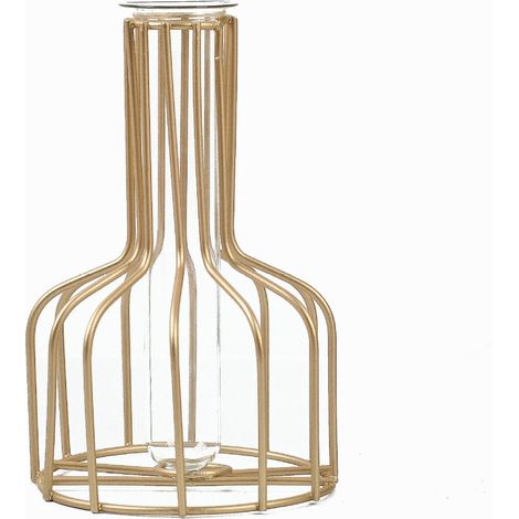 Vase im Schmiedeeisen-Stil, geometrische Metallvase, dekorative transparente Vase für Zuhause, Büro oder Hochzeit