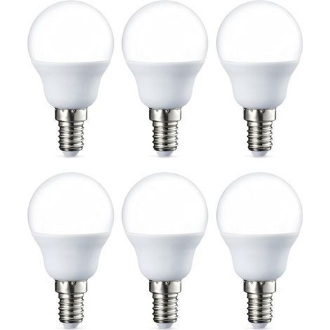 Lot de 6 petites ampoules LED rondes G45 Culot Edison à vis E14 5 W (équivalent 40 W) Blanc chaud Intensité non variable [Classe énergétique F]