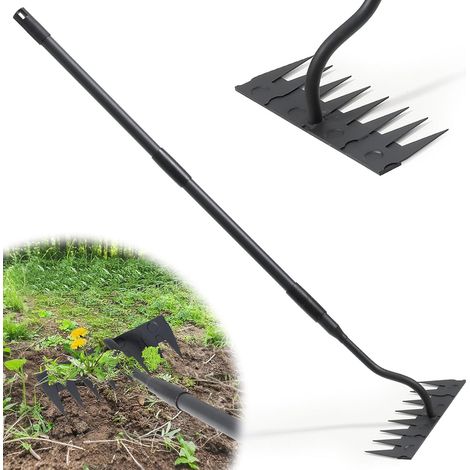 Garden Rake Long Handle 140cm Garden Rake 8 Teeth Metal Heavy Load Carbon Steel Garden Rake Hand Rake Weed Rake Garden Rake for Backyard Garden Tool (1/5)