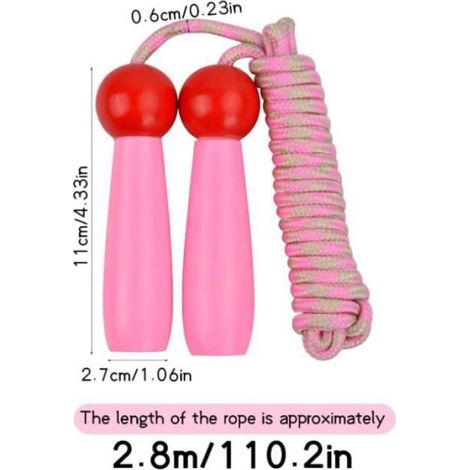 Corde à Sauter - Sport - Enfant - 2,8 m Réglable - Poignées en Bois - Accessoires Fitness (1/4)