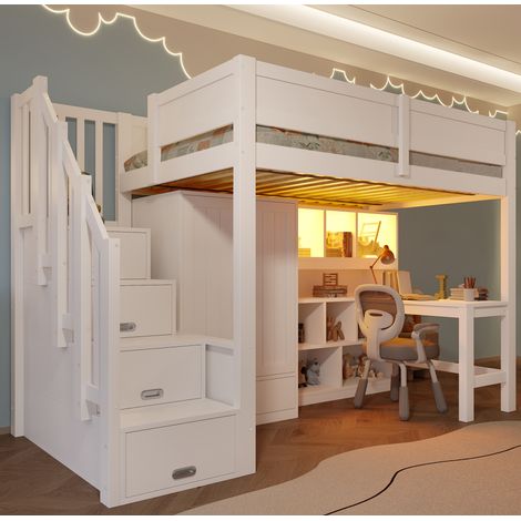 Letto struttura letto 90x200 salvaspazio bianco OKMYHOME (1/5)