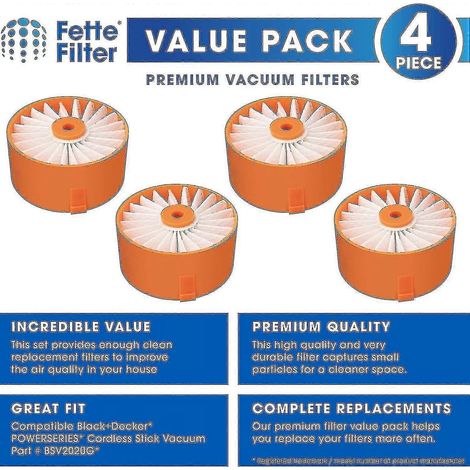 Paquete de 4 filtros de repuesto - Compatible con la aspiradora inalámbrica Black+decker Powerseries Extreme (modelo n.° Bsv2020) (1/4)