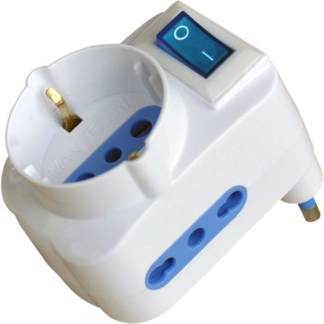 Globex ADATTATORE TRIPLO IN BLISTER 2P+T spina 16A/2 prese 10-16A+schuko con interruttore 10 PZ