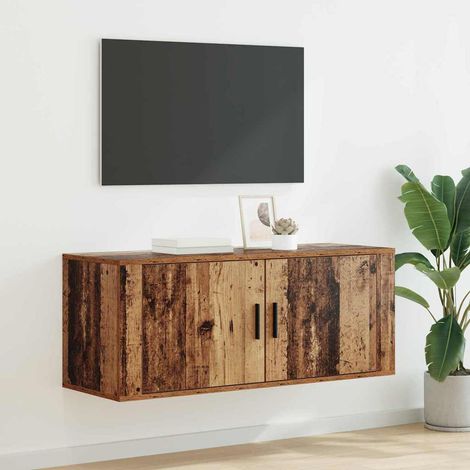 Wandmontiertes TV-Regal Wandmontiert Altholz 100 x 34,5 x 40 cm