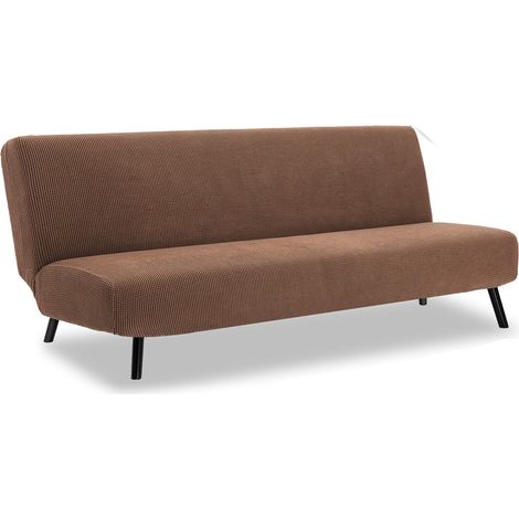 Housse De Canapé Sans Bras,Pliant Canapé-Lit Extensible Housse De Canapé Clic Clac 3 Places Protect Jacquard Housse De Canapé(Café)M