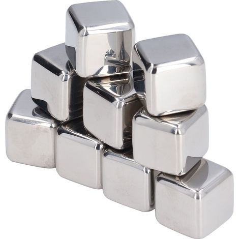 Lot de 12 pierres à whisky avec pince et boîte de rangement, réutilisables, en acier inoxydable, pour boissons, idéal pour un bar à domicile. (1/5)