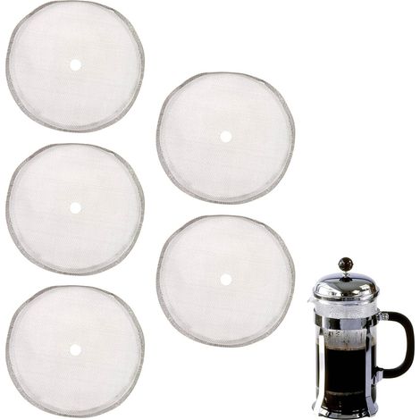Paquet de 5 Filtre de Remplacement de Presse Française, Filtres à Tamis pour cafetières à thé,Filtres à Tamis de Rechange Réutilisables Écran de Filtre de Presse Française Universelle de 600ml (1/5)