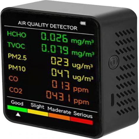 Détecteur Qualité De L'air - PM2.5 PM10 HCHO TVOC CO CO2 - Écran LCD Grand Format - Bureau Maison Hôtel - 1 Pièce