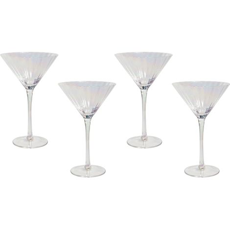 Set de 4 Verres à Martini Soufflés à la Main 220 ml Finition Iridiscente Transparent Morganite (1/5)