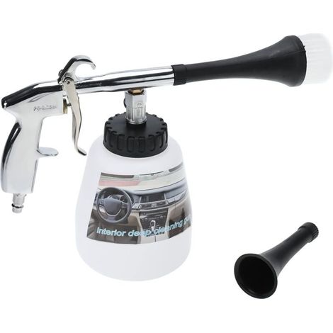 Lntyq Pistolet de nettoyage intérieur de voiture Pistolet à air comprimé Pistolet pulvérisateur avec bouteille en mousse et brosse