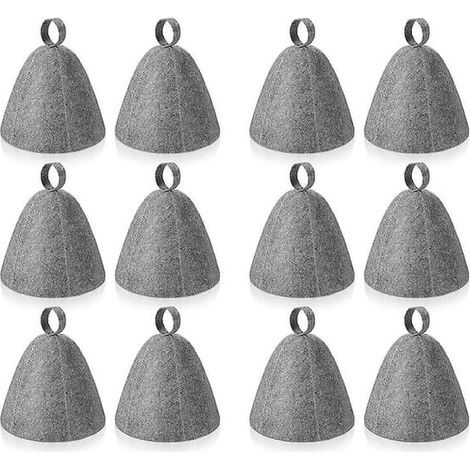 Lot de 12 bonnets de sauna en feutre, bonnets de bain, protection de la tête, bonnets absorbants pour sauna, douche, bain, hammam. (1/4)