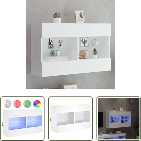 LED-Leuchten - TV-Wandschrank mit LED-Leuchten Weiß 98,5x30x60,5 cm (1/5)