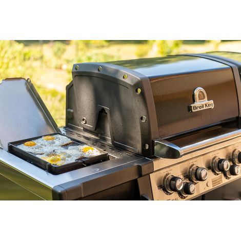 Plancha réversible en fonte émaillée pour barbecue – Côté lisse et rainuré – Compatible modèles Imperial, Regal, Baron, Signet, Monarch – Broil King