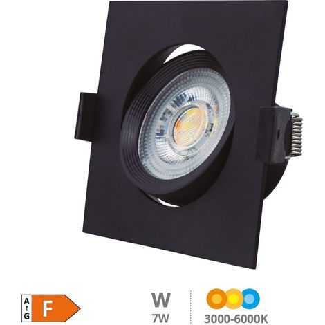 Aro basculante cuadrado empotrable LED Gonde 7W 3000-4000-6500K Negro (1/5)