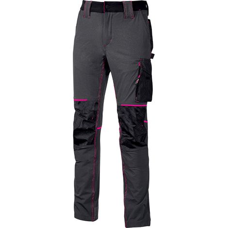 Pantaloni da lavoro stretch multibagni Donna ATOM - Grigio/Fucsia M - FR (42) - EU (48)