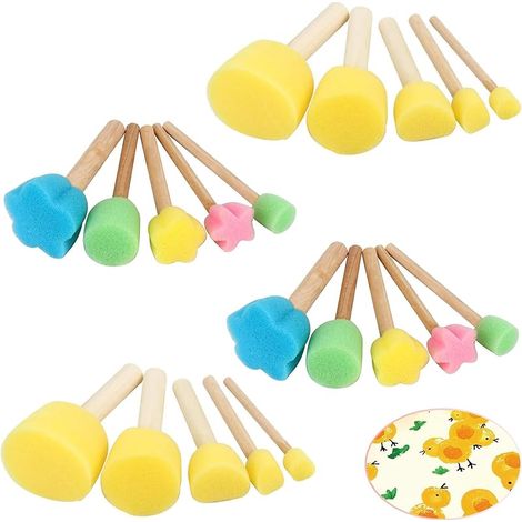 Lot de 18 pinceaux éponges en mousse pour la peinture, ensemble de pinceaux en éponge en mousse, pinceaux en mousse à tasser pour la peinture, ensemble de pinceaux en mousse pour l'art, la