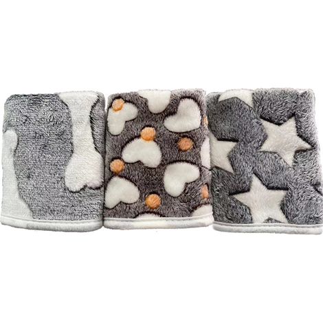 BEBUSINGOTO paquete de 3 mantas de forro polar súper suaves y cálidas para cachorros de perros pequeños, cachorros y gatos peludos, 76 x 52 cm. (1/5)
