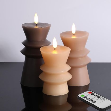 Set 5 Candele LED Senza Fiamma Telecomando Φ 3-6 Pollici Marroni (1/5)