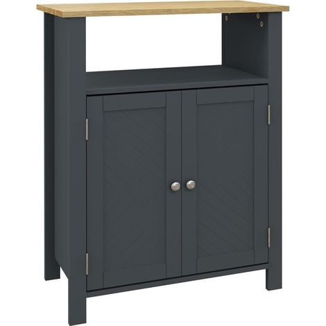 MOBILETTO BAGNO A 3 RIPIANI IN MDF E TRUCIOLATO CON RIPIANO INTERNO REGOLABILE. 60X30X80.5 CM (1/5)