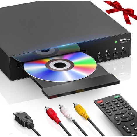 Lecteur DVD HDMI pour TV, Prend en Charge 1080P, NSTC/PAL, Région Libre Lecteur DVD de conception compacte avec câble HDMI et RCA, entrée USB, télécommande (1/5)