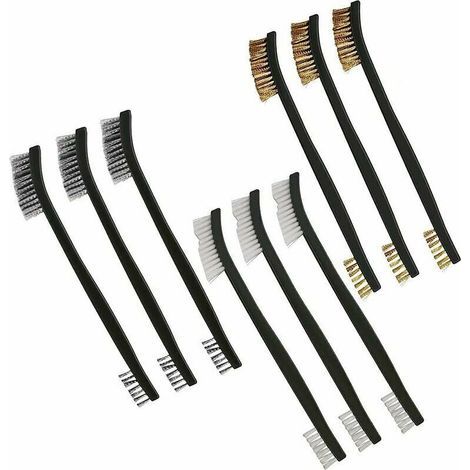 Brosses Métalliques, 9 Pièce Mini Brosses Métalliques pour le Nettoyage des Scories de Soudure de la Rouille et de la Poussière, Petite Brosse Metallique Est en Acier Inoxydable en Laiton et en Nylon (1/5)