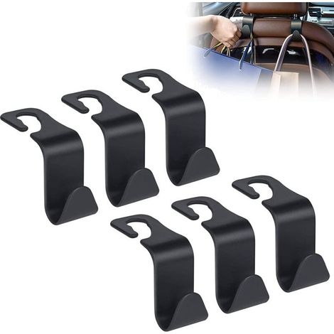 Set of 6 Multifunctional and Durable Rear Seat Headrest Hooks (Black) (1/5)