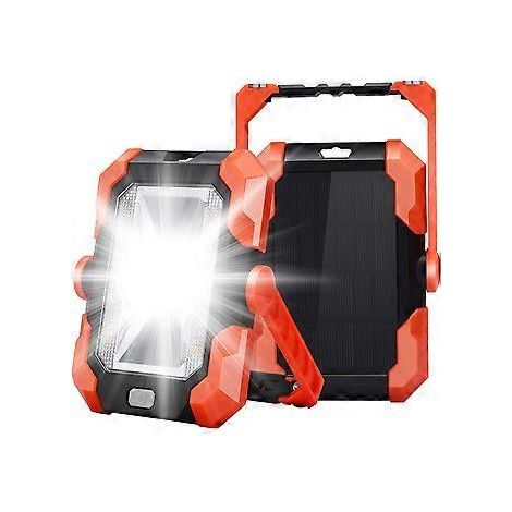 Wiederaufladbarer LED-Flutlichtstrahler mit USB-Solaraufladung, Baustellenleuchte, Arbeitsleuchte, tragbare Laterne mit 4 SOS-Modi, 360° drehbar und verstellbar
