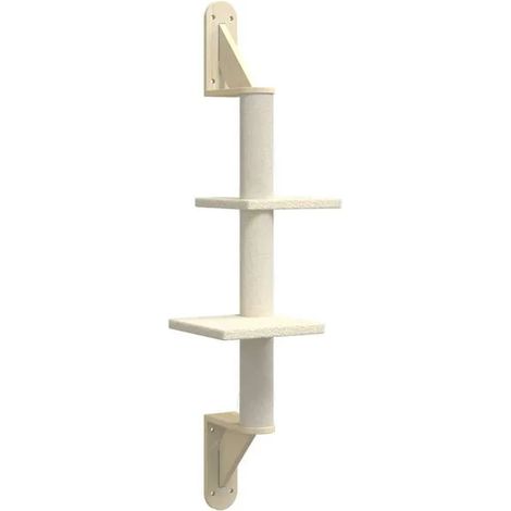 Arbre à chat mural avec griffoir, couleur crème, 108 cm
