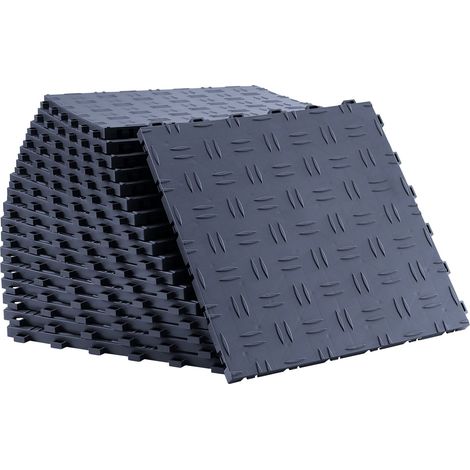 Dalle de Garage Emboîtable 12x12x0,53 pouce, Lot de 50, Revêtement de Sol Antidérapant Double Face, Gris Anthracite (1/5)